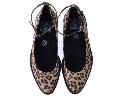 A9541L Leopard Pointed Ballet Ankle Strap Creeper - T.U.K. Shoes