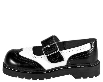 T1035 Black & White Brogue Mary Jane - T.U.K. Shoes