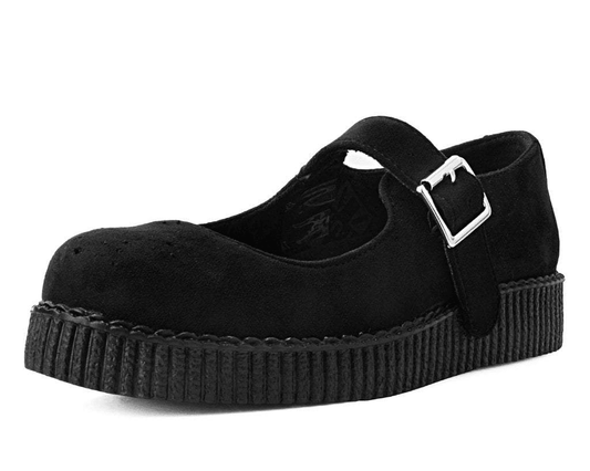 F9829L Black Faux Suede Viva Low Mary Jane - T.U.K. Shoes
