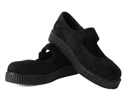 F9829L Black Faux Suede Viva Low Mary Jane - T.U.K. Shoes
