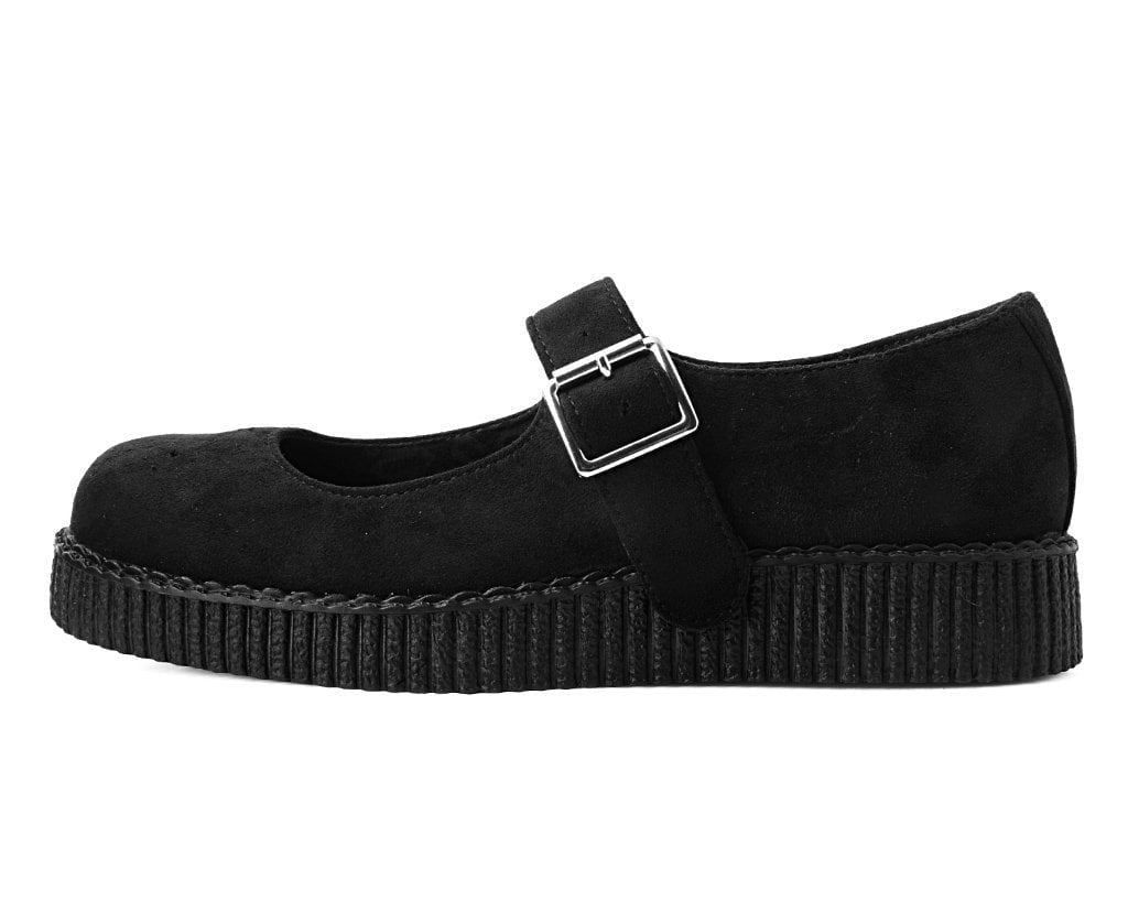F9829L Black Faux Suede Viva Low Mary Jane - T.U.K. Shoes