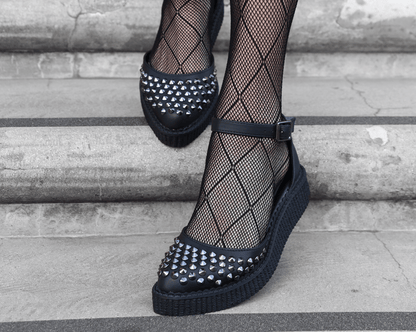 A9575L Black TUKskin™ Pointed Studded Sandal - T.U.K. Shoes