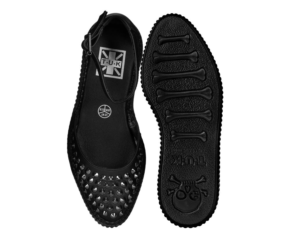 A9575L Black TUKskin™ Pointed Studded Sandal - T.U.K. Shoes