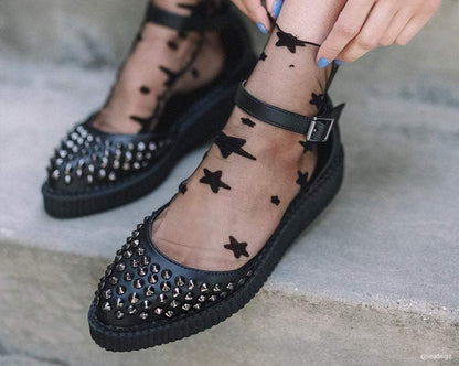 A9575L Black TUKskin™ Pointed Studded Sandal - T.U.K. Shoes