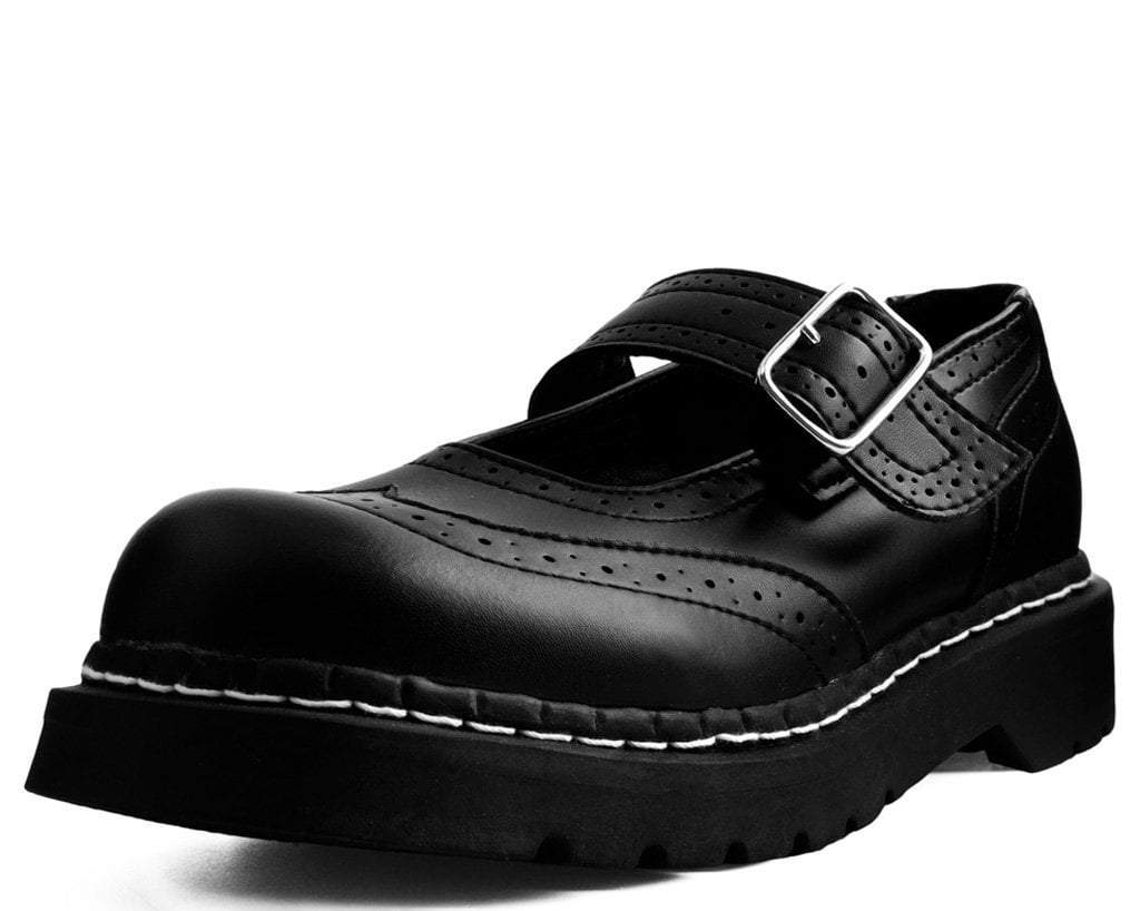 T2269 Black TUKskin™ Brogue Mary Jane - T.U.K. Shoes