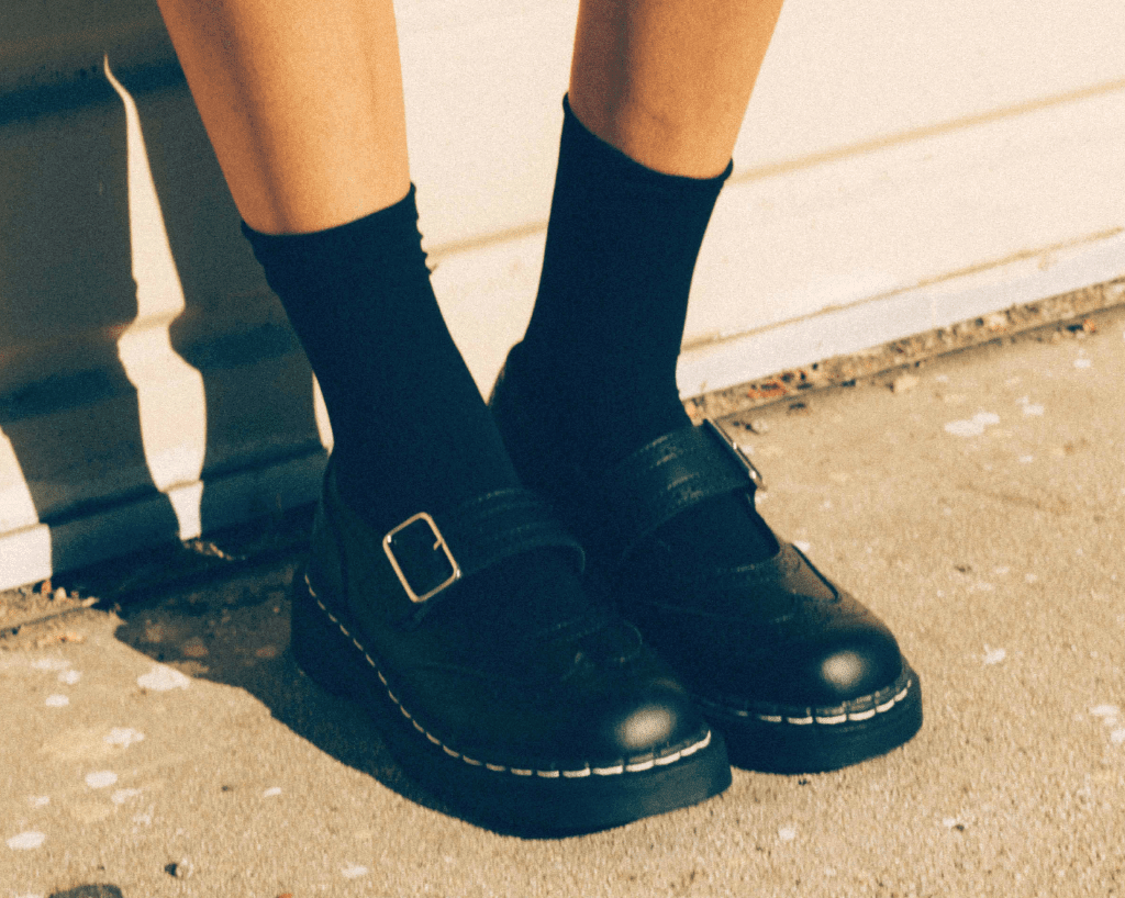 T2269 Black TUKskin™ Brogue Mary Jane - T.U.K. Shoes