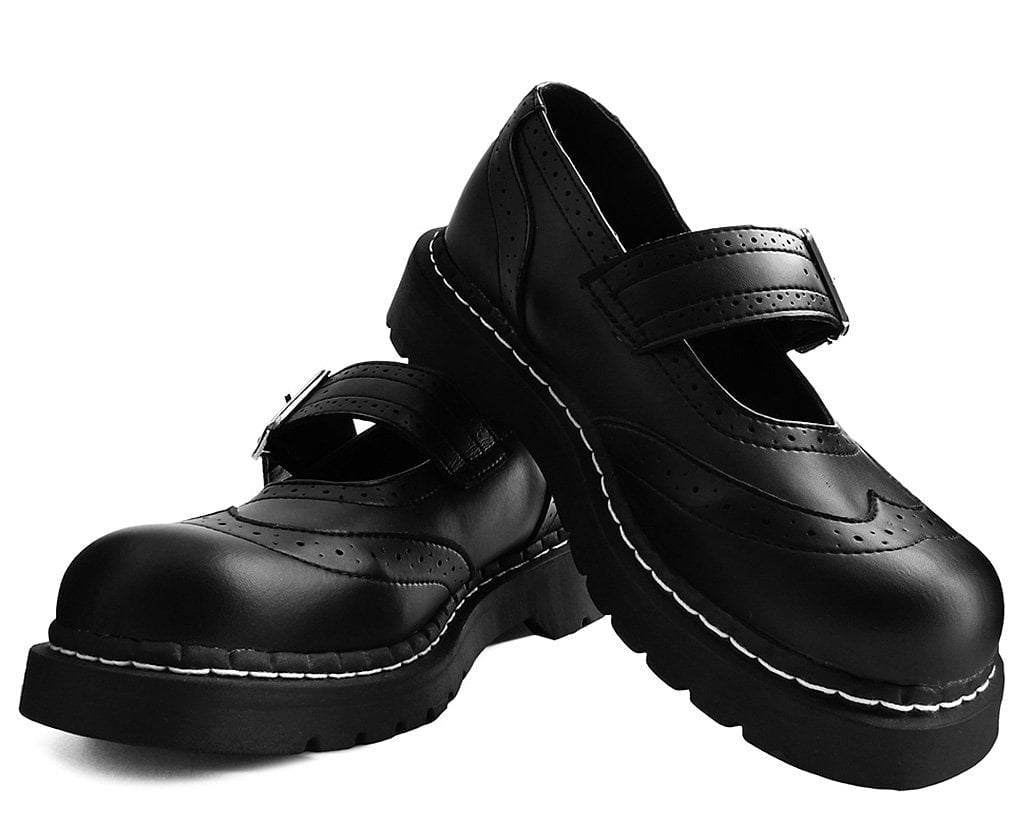 T2269 Black TUKskin™ Brogue Mary Jane - T.U.K. Shoes