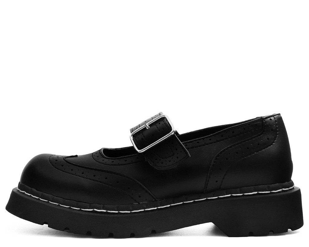 T2269 Black TUKskin™ Brogue Mary Jane - T.U.K. Shoes