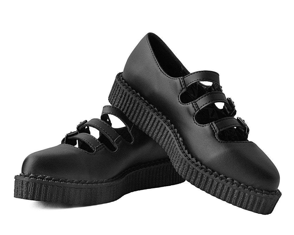 A9733L Black TUKskin™ Pointed 3-Strap Mary Jane - T.U.K. Shoes
