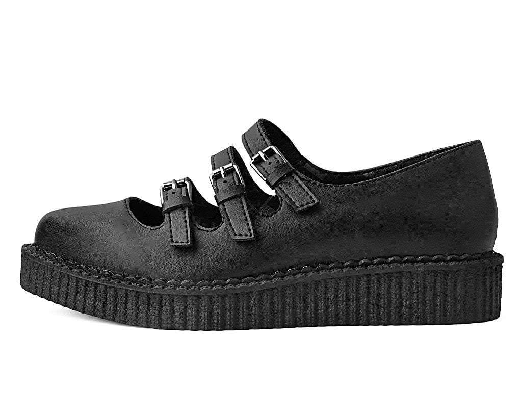 A9733L Black TUKskin™ Pointed 3-Strap Mary Jane - T.U.K. Shoes