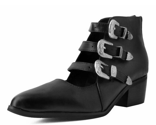A9625L Black Western Buckle Block Heel - T.U.K. Shoes