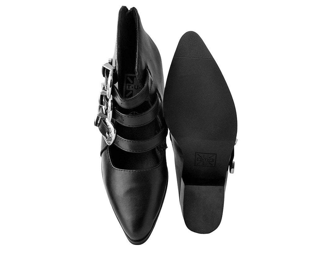 A9625L Black Western Buckle Block Heel - T.U.K. Shoes