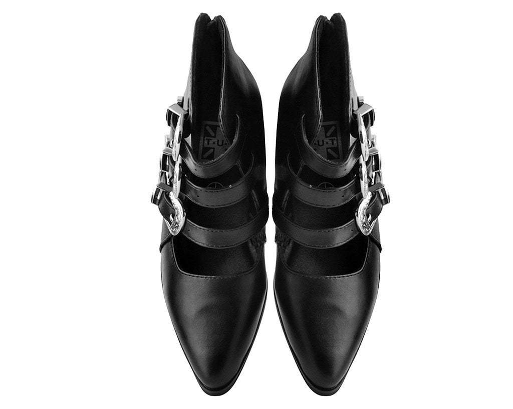 A9625L Black Western Buckle Block Heel - T.U.K. Shoes