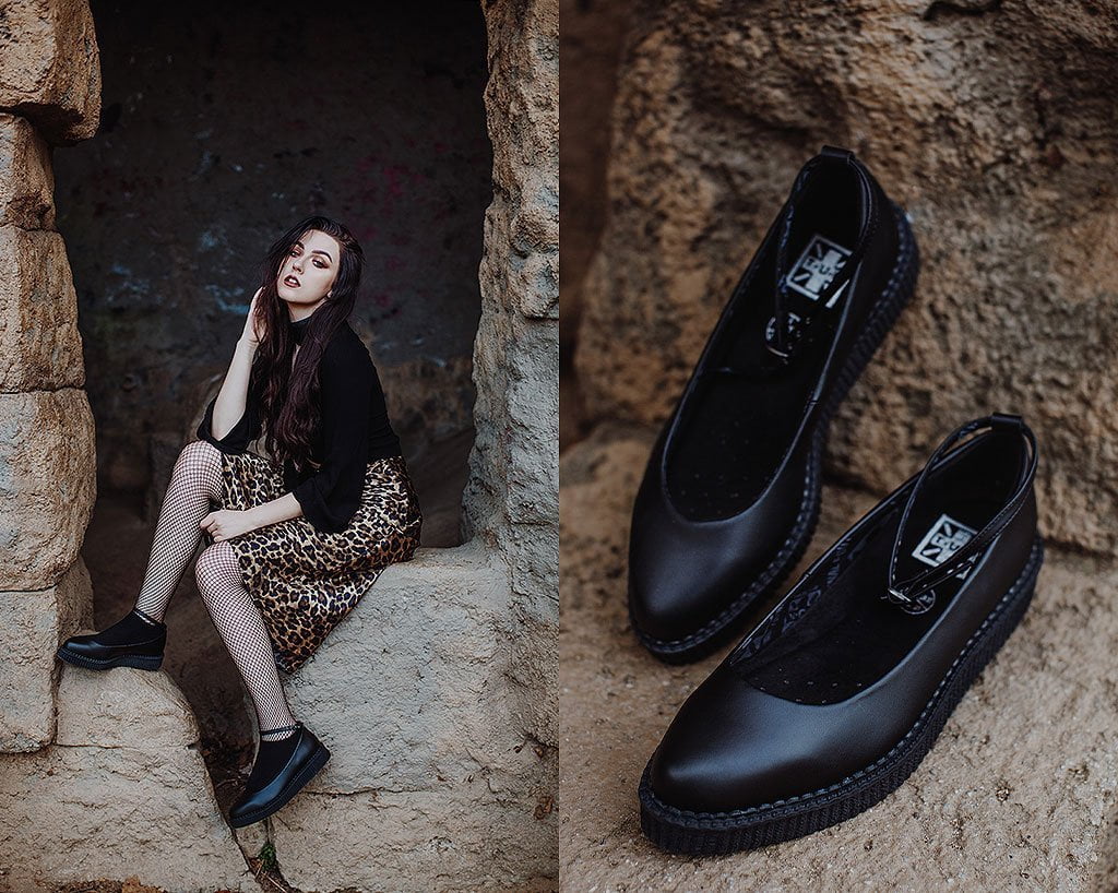 A9729L Black TUKskin™ Ballet Creeper - T.U.K. Shoes