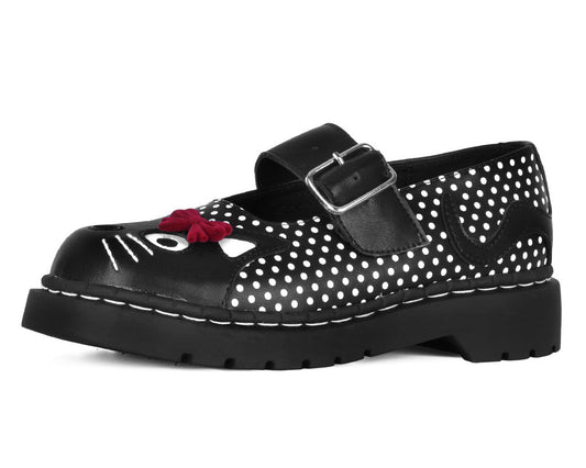 T2353 Black Polka Dot Kitty Mary Jane - T.U.K. Shoes