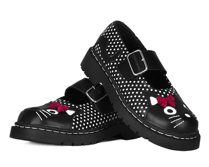 T2353 Black Polka Dot Kitty Mary Jane - T.U.K. Shoes