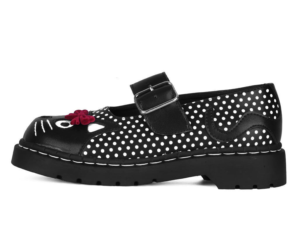 T2353 Black Polka Dot Kitty Mary Jane - T.U.K. Shoes