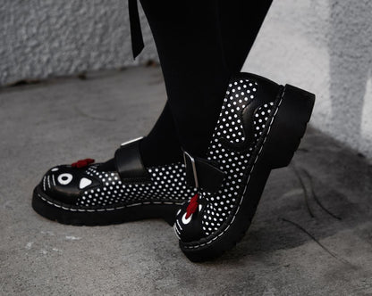 T2353 Black Polka Dot Kitty Mary Jane - T.U.K. Shoes