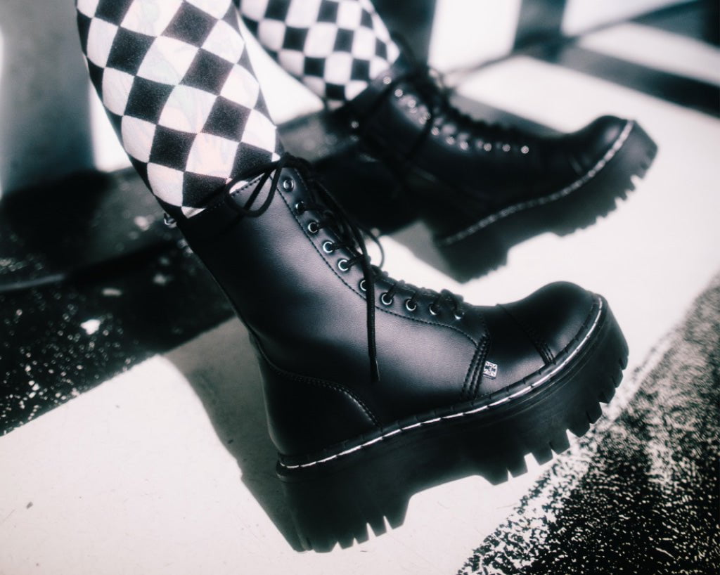 A3116 Black TUKskin™ 10-Eye Double Decker Boot - T.U.K. Shoes