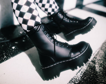 A3116 Black TUKskin™ 10-Eye Double Decker Boot - T.U.K. Shoes