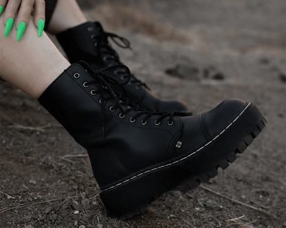 A3116 Black TUKskin™ 10-Eye Double Decker Boot - T.U.K. Shoes