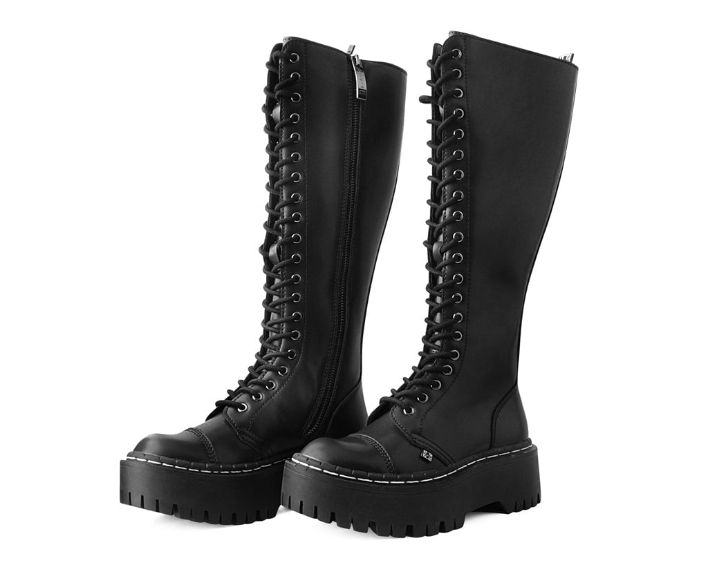 A3117 Black TUKskin™ Knee-high Double Decker Boot - T.U.K. Shoes