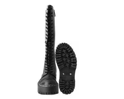 A3117 Black TUKskin™ Knee-high Double Decker Boot - T.U.K. Shoes