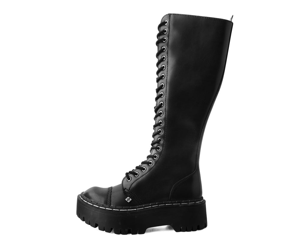 A3117 Black TUKskin™ Knee-high Double Decker Boot - T.U.K. Shoes