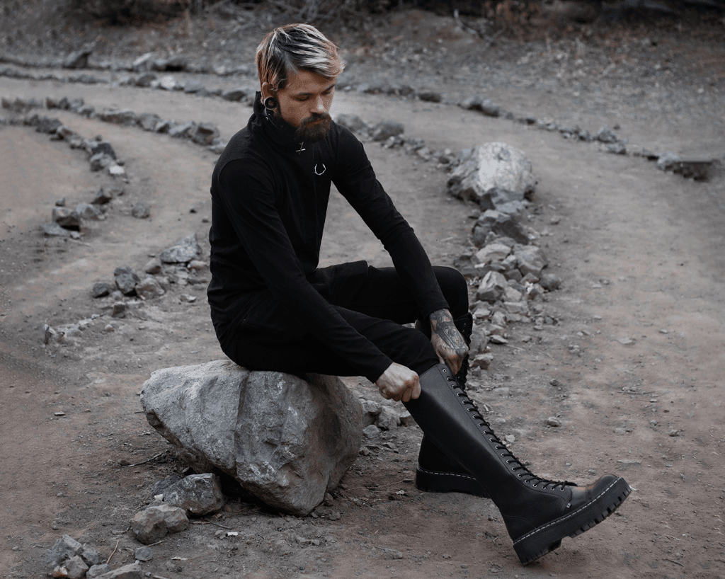 A3117 Black TUKskin™ Knee-high Double Decker Boot - T.U.K. Shoes