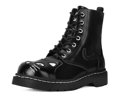 T2343 Black Leather Kitty Boot - T.U.K. Shoes