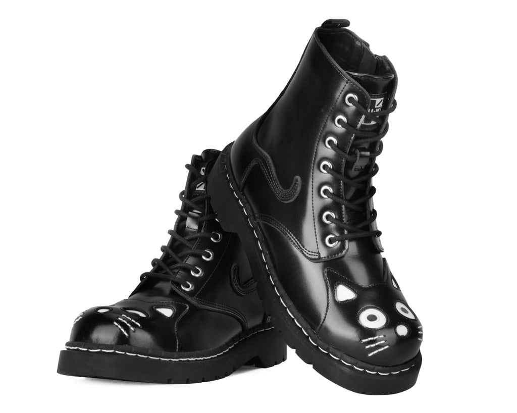T2343 Black Leather Kitty Boot - T.U.K. Shoes