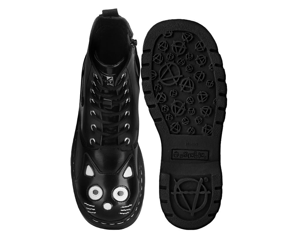 T2343 Black Leather Kitty Boot - T.U.K. Shoes