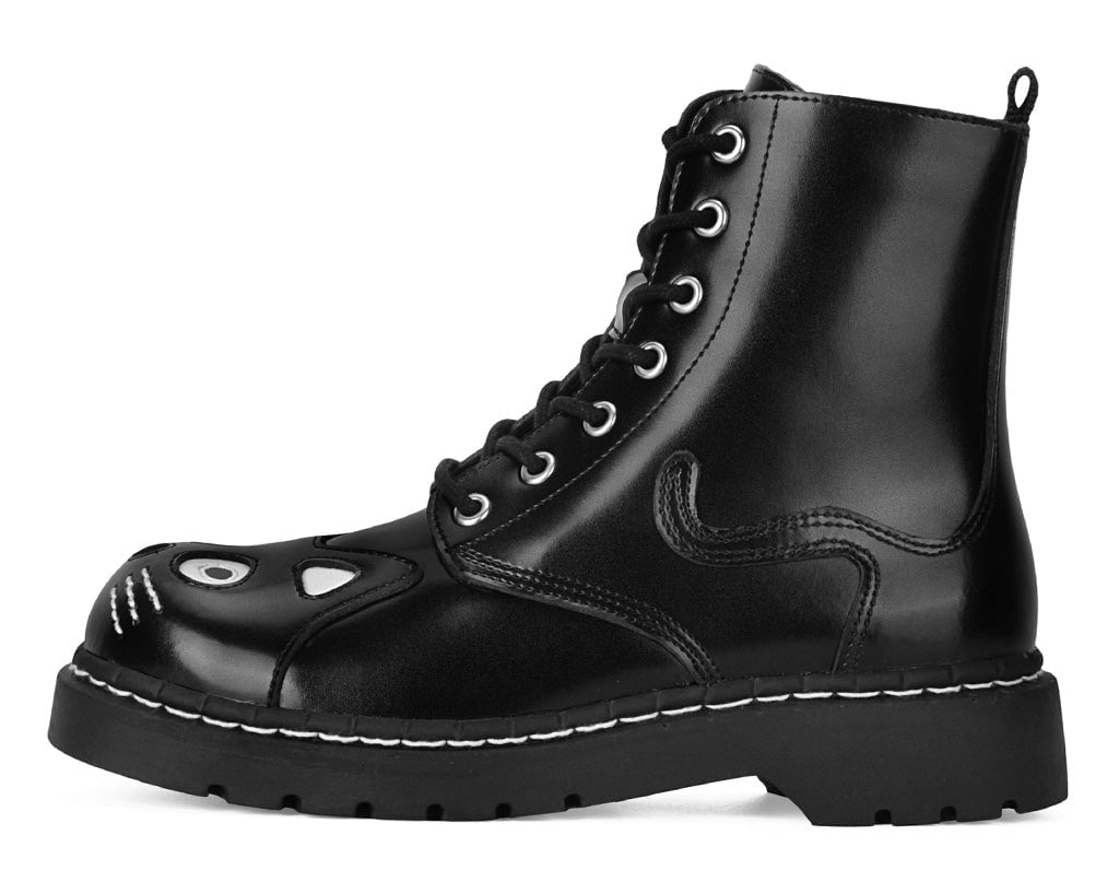 T2343 Black Leather Kitty Boot - T.U.K. Shoes