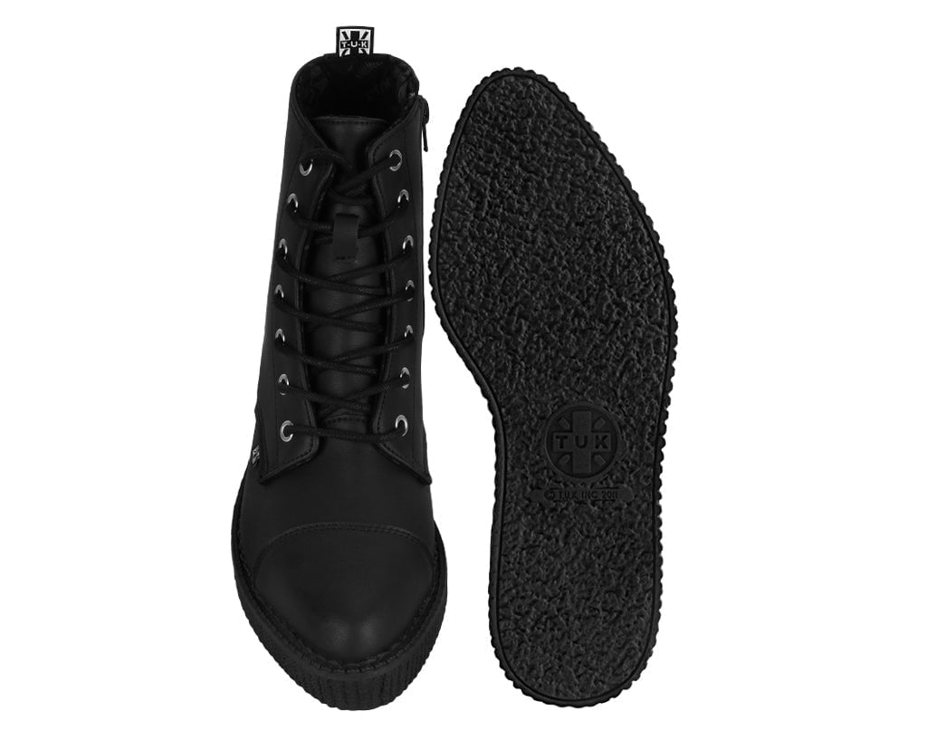 A9636 Black TUKskin™ Pointed Lace Up Boot - T.U.K. Shoes