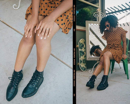 A9636 Black TUKskin™ Pointed Lace Up Boot - T.U.K. Shoes