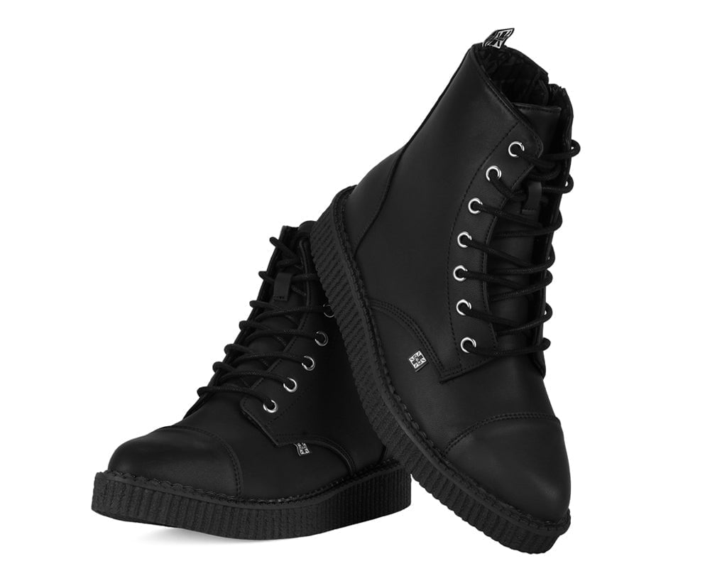 A9636 Black TUKskin™ Pointed Lace Up Boot - T.U.K. Shoes