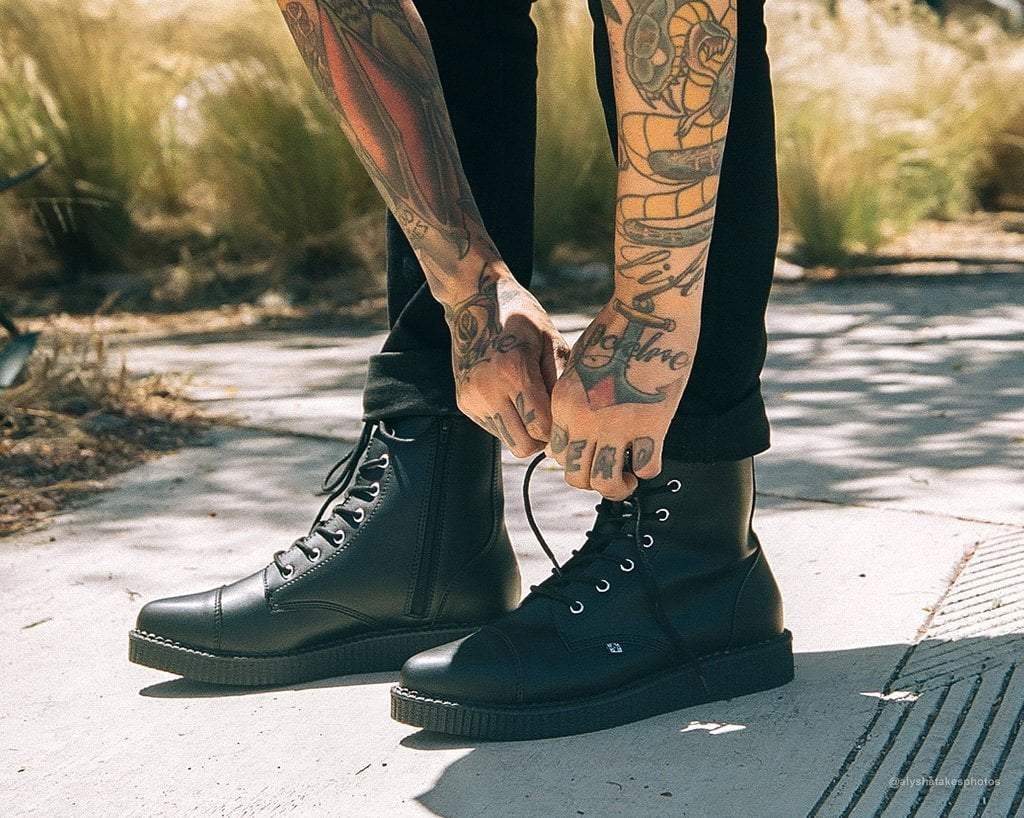 A9636 Black TUKskin™ Pointed Lace Up Boot - T.U.K. Shoes