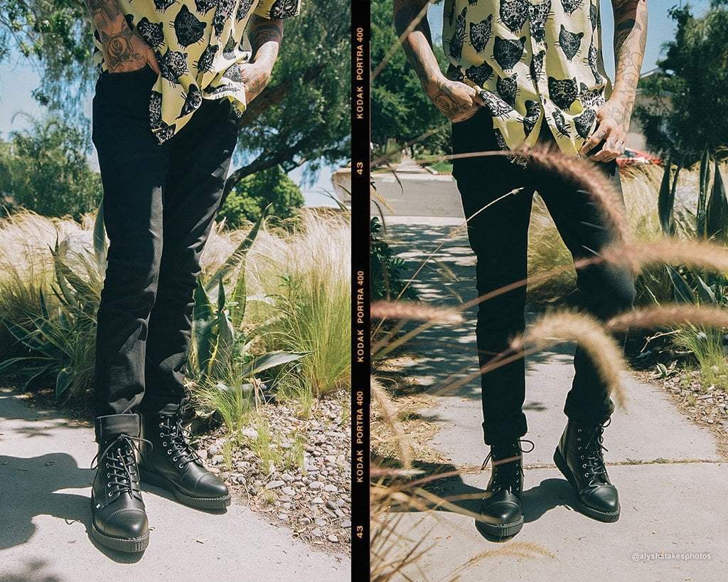 A9636 Black TUKskin™ Pointed Lace Up Boot - T.U.K. Shoes