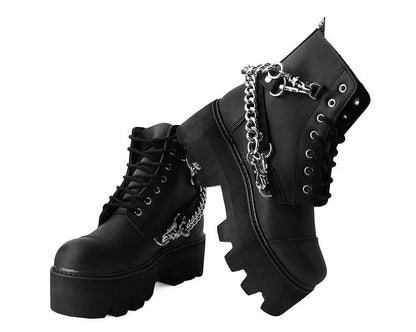 A9752 Black 7-Eye Chain & Strap Dino Lug Boot - T.U.K. Shoes
