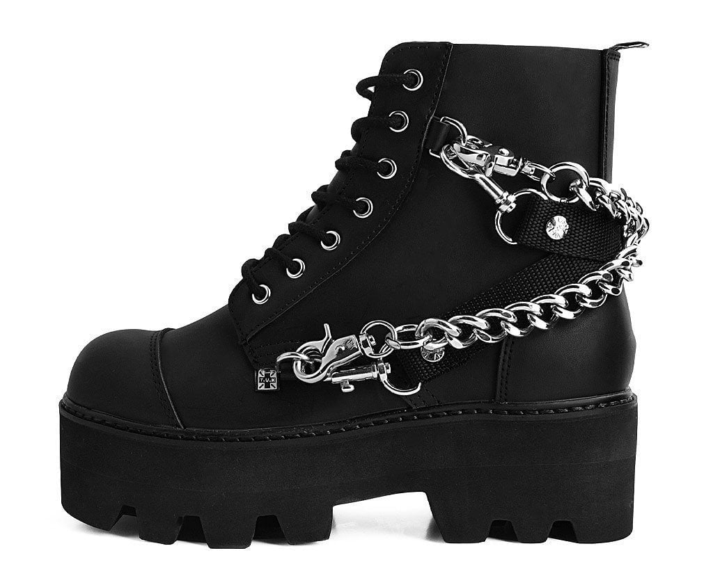 A9752 Black 7-Eye Chain & Strap Dino Lug Boot - T.U.K. Shoes