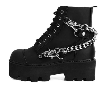 A9752 Black 7-Eye Chain & Strap Dino Lug Boot - T.U.K. Shoes