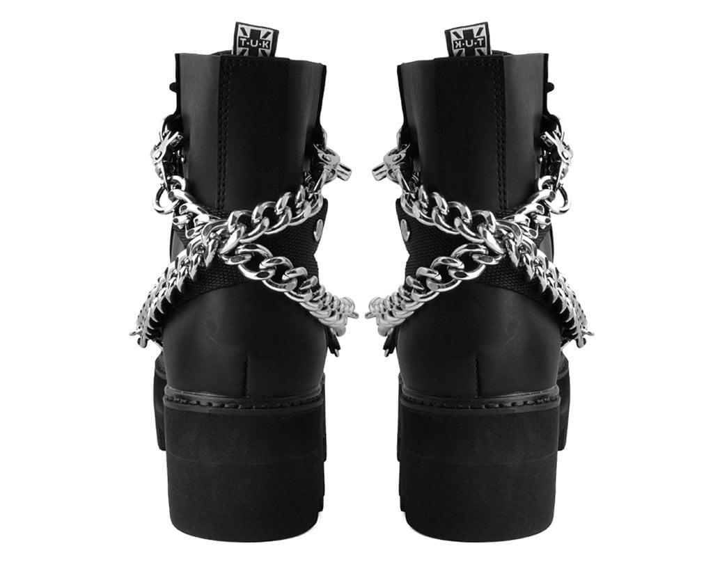 A9752 Black 7-Eye Chain & Strap Dino Lug Boot - T.U.K. Shoes