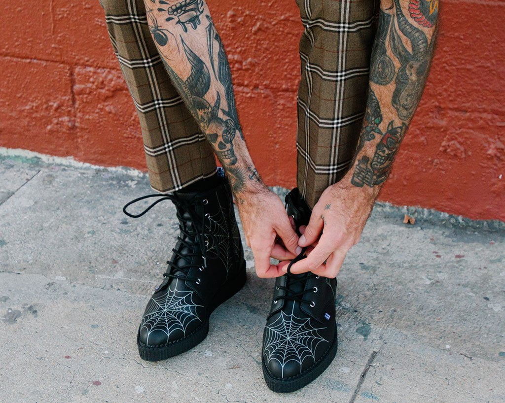 A9746 Black  TUKskin™ 7-Eye Spiderweb Glow Boot - T.U.K. Shoes