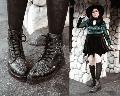 A9746 Black  TUKskin™ 7-Eye Spiderweb Glow Boot - T.U.K. Shoes