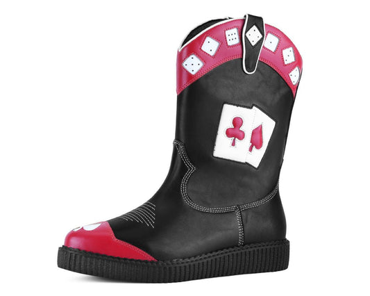 A3440 Black & Red Playing Cards Western Creeper Boot - T.U.K. Shoes