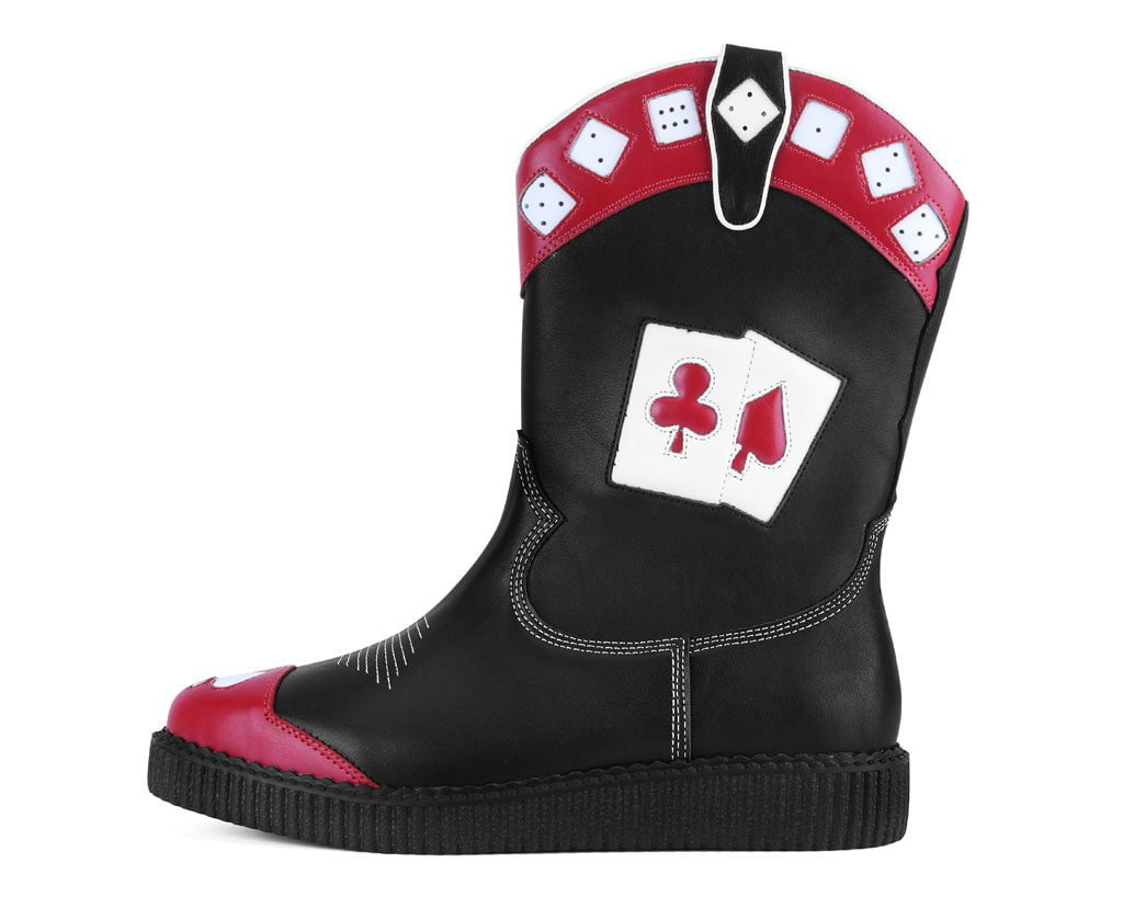A3440 Black & Red Playing Cards Western Creeper Boot - T.U.K. Shoes