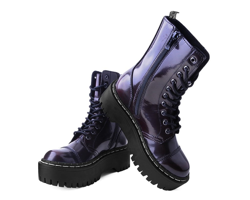A3194 Burgundy Rub-Off 10-Eye Double Decker Boot - T.U.K. Shoes