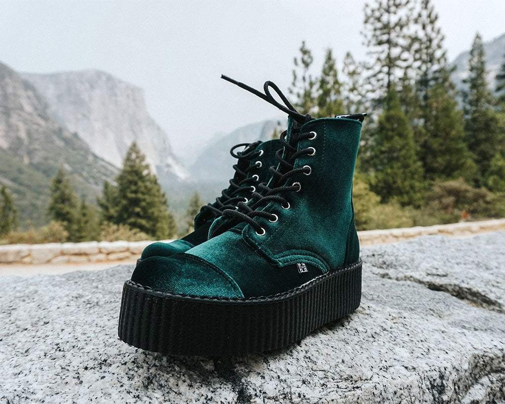 V9759L Green Velvet 7-Eye Viva Mondo Boot - T.U.K. Shoes