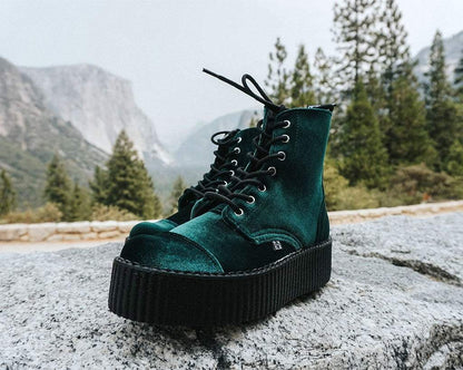 V9759L Green Velvet 7-Eye Viva Mondo Boot - T.U.K. Shoes