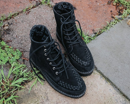 F9710 Black Suede 7-Eye Viva Low Boot - T.U.K. Shoes